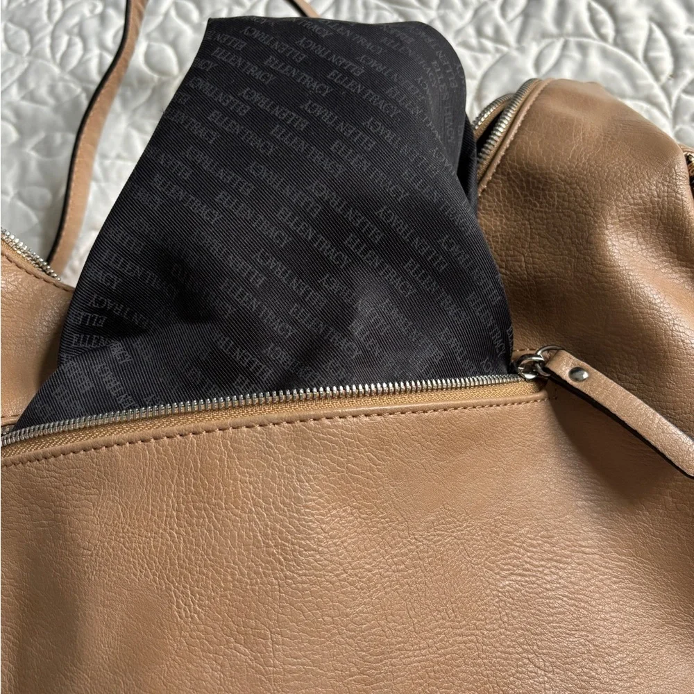 Ellen Tracy Tan Woven Shoulder Bag